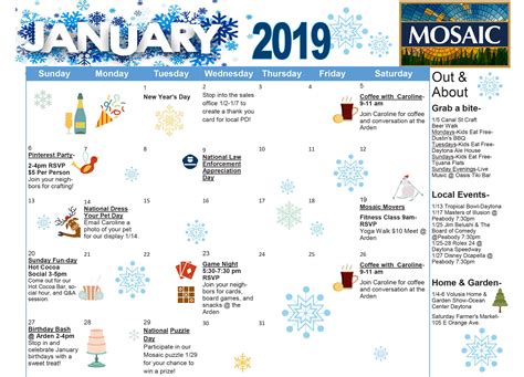 January Event Calendar .